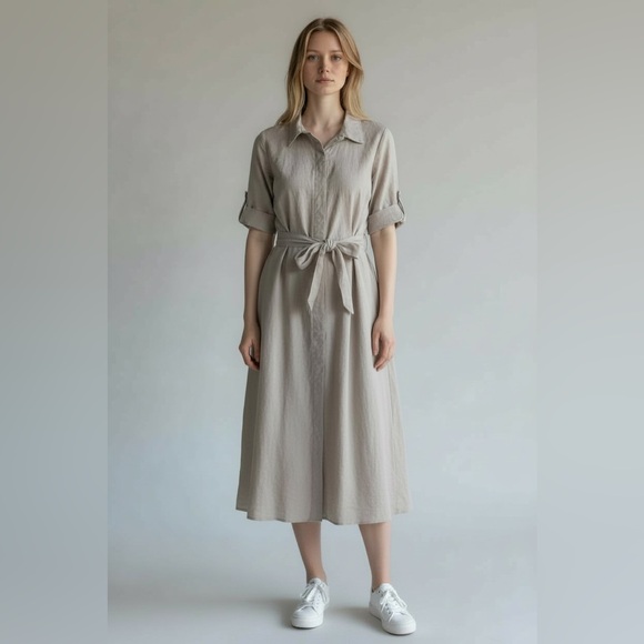 Calvin Klein Dresses & Skirts - Calvin Klein Safari Dress Oat Size 4 Midi Dress